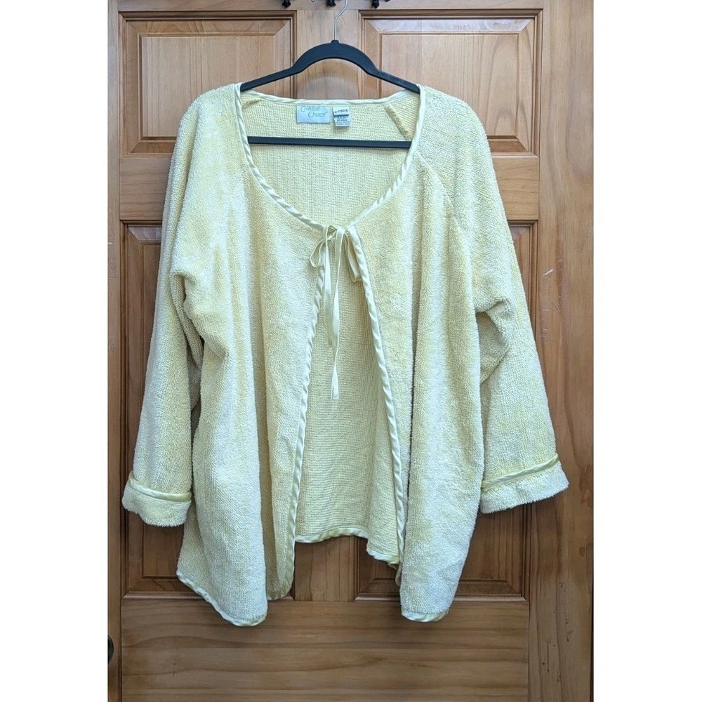 Comfort Choice 2X Yellow Long Sleeves Tie Neckline Bed Jacket Top Warm
